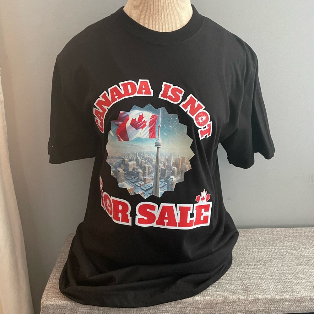 Black Graphic T-Shirt with “Canada Is Not For Sale” Design